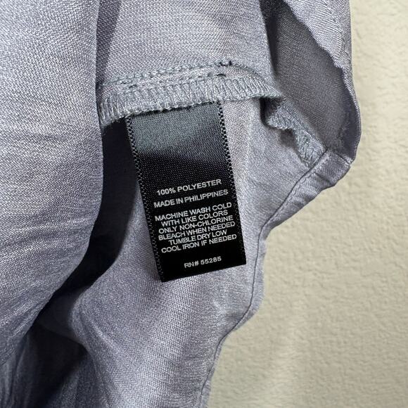Express Womens XS Silver Gray Blouse Blouson Sleeves Career Casual Flowy - Picture 6 of 7